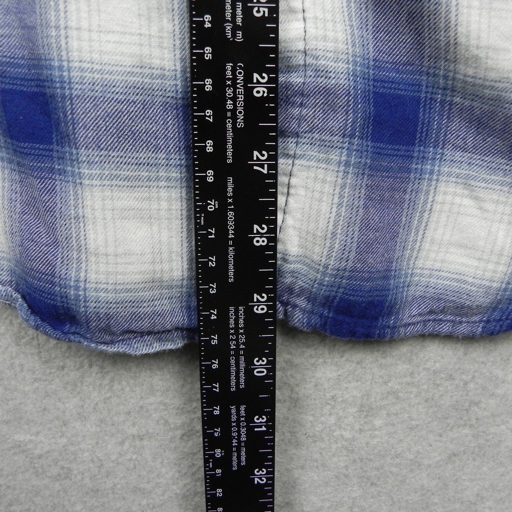 Boston Traders Flannel Shirt Top Womens Medium Button Up Blue Plaid Long Sleeve - Picture 7 of 10